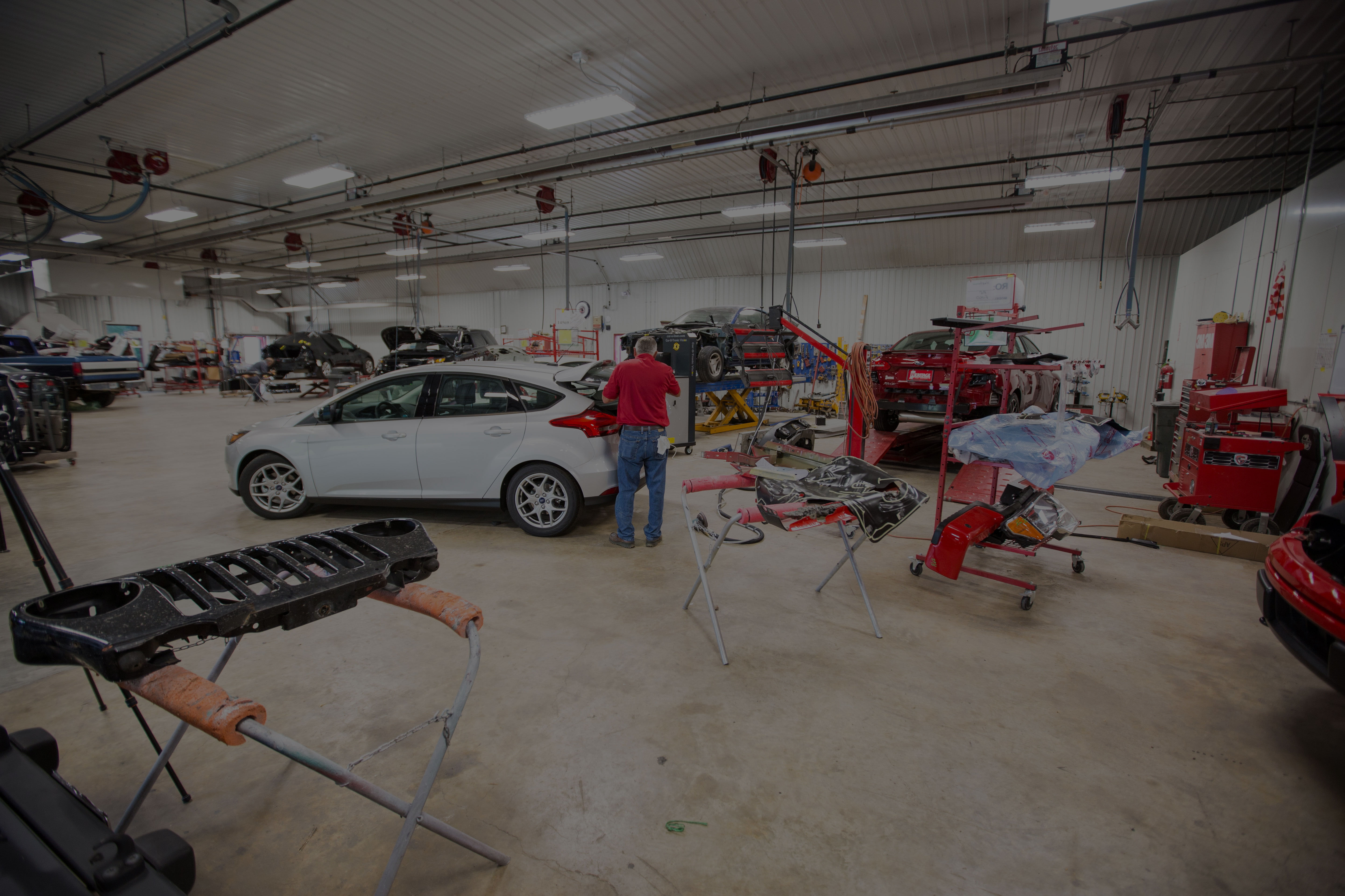 Interior of body shop