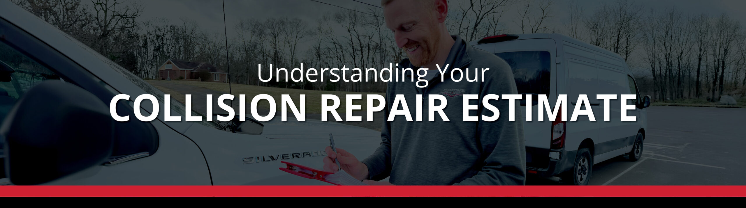 Estimator writing an estimate at Martin’s Body Shop in Southern Indiana